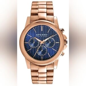 Sperry Top-Sider Halyard Womens Blue Dial Rose Gold Steel Bracelet Watch